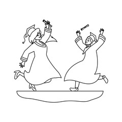 young couple students graduated celebrating