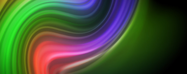 Fluid liquid color wave lines, glowing colorful light effect, abstract composition template. Geometric technology abstract pattern. Movement concept