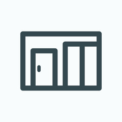 Garden office isolated icon, garden studio building linear vector icon