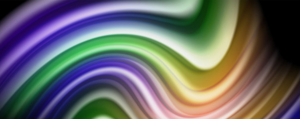 Fluid liquid color wave lines, glowing colorful light effect, abstract composition template. Geometric technology abstract pattern. Movement concept