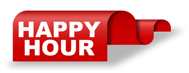 red vector banner happy hour