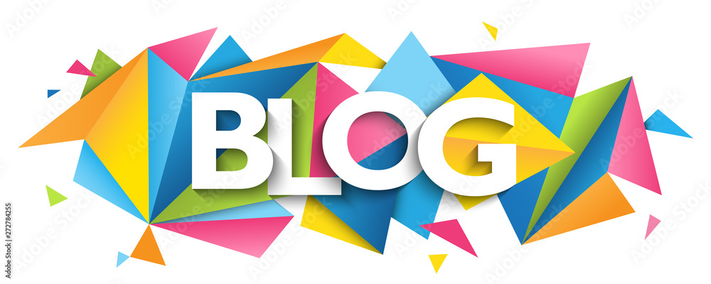 Poster blog vector typography banner with colorful triangles background