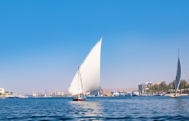 Felucca sailing boat on River Nile near Luxor