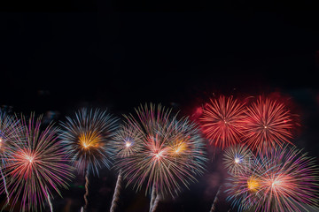 Colorful of fireworks in holiday festival from Pattaya Chonburi Thailand