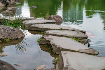 清澄庭園の磯渡り