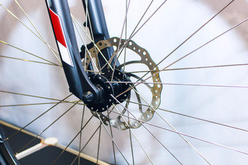 Close up bike chainrings and rear sprocket silhouettes