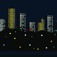 City at night concept.Cityscape vector illustration.