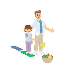 Occupational therapy treatment session on screening development of kids. Concept for pediatric clinic, pediatrician and learning in children. Vector illustration isolated on white background.