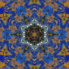 幻想的な白い六角形モザイク青とオレンジ