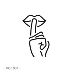 do not disturb icon, please do quiet, pssst, silence line symbol on white background - editable stroke vector illustration eps10