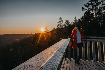 Happiness early in the morning during a beautiful sunrise, Black Forest, Germany