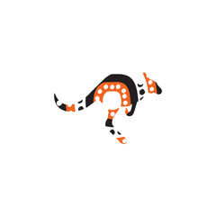 Kangaroo icon design with aboriginal art dots painting