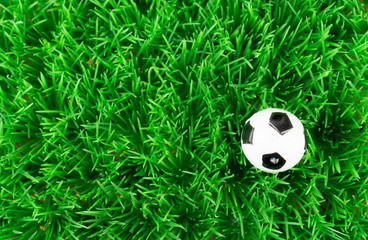 One soccer ball on the soccer field