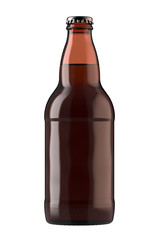Brown amber beer bottle Heritage. 12 oz or 355 ml volume. Isolated high resolution 3d render.