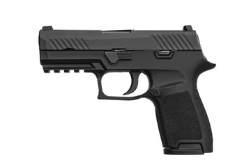 Black gun pistol isolated on white