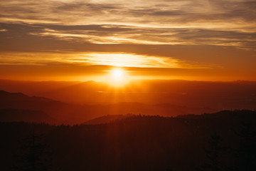 Colourful sunset in the Black Forest, Germany