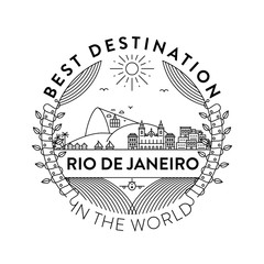 Vector Rio de Janeiro City Badge, Linear Style