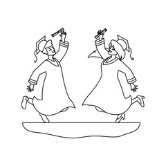 young couple students graduated celebrating