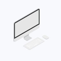 Computer, Keyboard & Mouse Isometric Color Icon