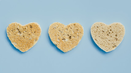 Slice of toasted bread with heart shape