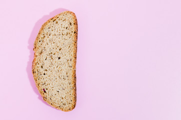 Slice of bread with color background