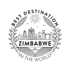 Vector Zimbabwe City Badge, Linear Style