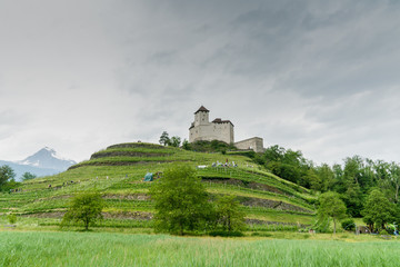 Fototapeta na wymiar view of the historic Gutenberg Castle in the village of Balzers in the Liechtenstein