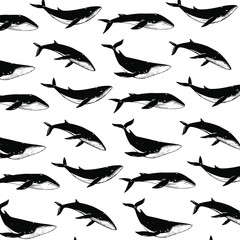Cartoon whale - simple trendy pattern with whalel. Cartoon vector illustration for prints, clothing, packaging and postcards.