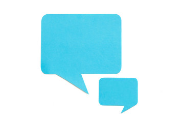 Dialogue concept. Blue message icons mockup isolated on white background. Copy space.