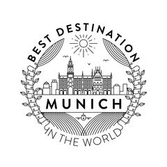 Obraz premium Vector Munich City Badge, Linear Style