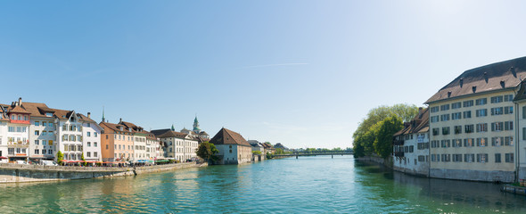 Fototapeta premium city of Solothurn with the river Aare and a panorama cityscape view of the old town