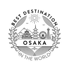 Vector Osaka City Badge, Linear Style