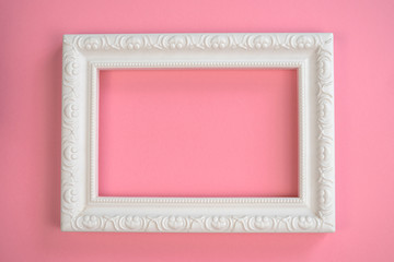 White frame on a pink background