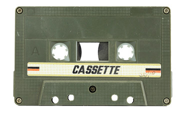 Old cassette for tape recorder. a symbol of 80s, 90s period