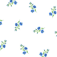 Blue flower, simple trendy pattern with flowers. Coloured illustration for prints, clothing, packaging and postcards.