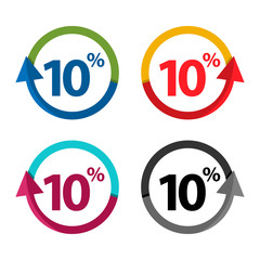 Ten percent up, upwards arrow illustration