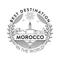 Vector Morocco City Badge, Linear Style