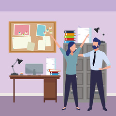 Business partners successful avatar faceless cartoon