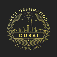 Vector Dubai City Badge, Linear Style