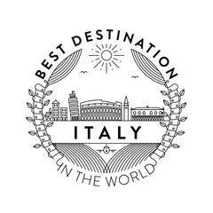 Vector Italy City Badge, Linear Style
