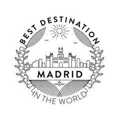 Vector Madrid City Badge, Linear Style