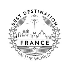 Vector France City Badge, Linear Style