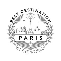 Vector Paris City Badge, Linear Style