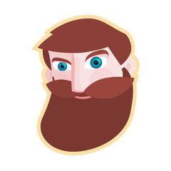 Simple head of bearded hipster man. Flat design.