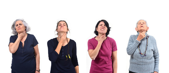 a group of women with pain in the throat