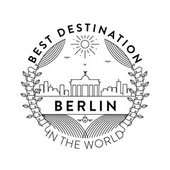 Vector Berlin City Badge, Linear Style