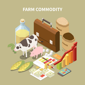 Farm Commodity Isometric Composition