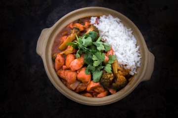 Butter chicken curry with Broccoli in Bowl