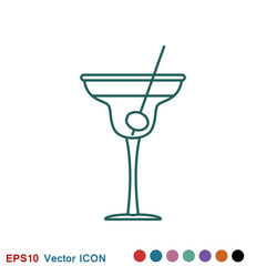 Cocktail icon vector, pictogram isolated on background. Symbol, logo illustration.
