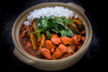 Butter chicken curry with Broccoli in Bowl
